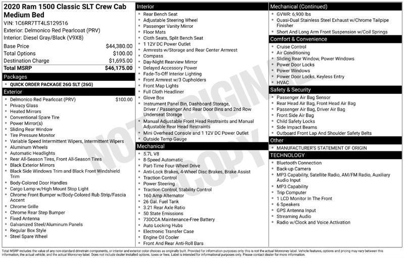 RAM 1500 Classic Tradesman Crew Cab LWB 4WD 2020