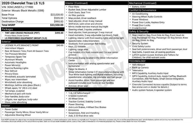 Chevrolet Trax LS AWD 2020