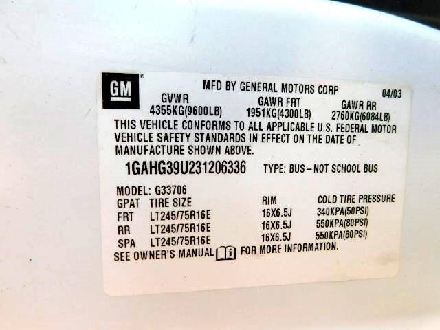 Chevrolet Express Passenger 3500 155" WB RWD 2003