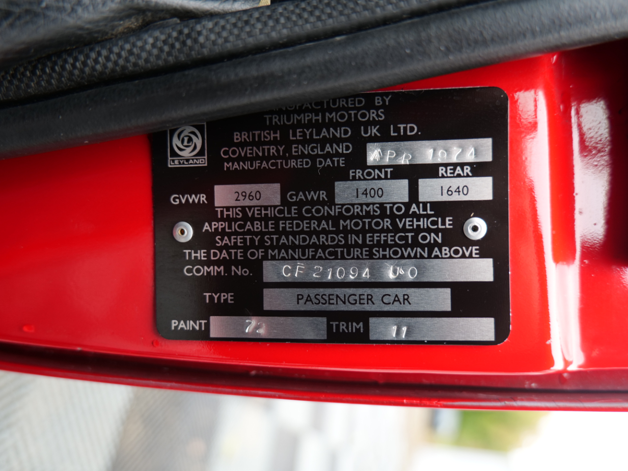 Triumph TR6  1974 Triumph TR6  1974