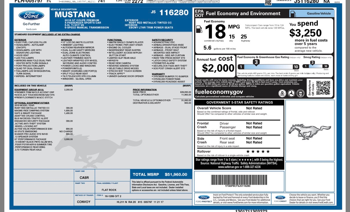 Ford Mustang GT Fastback 2018