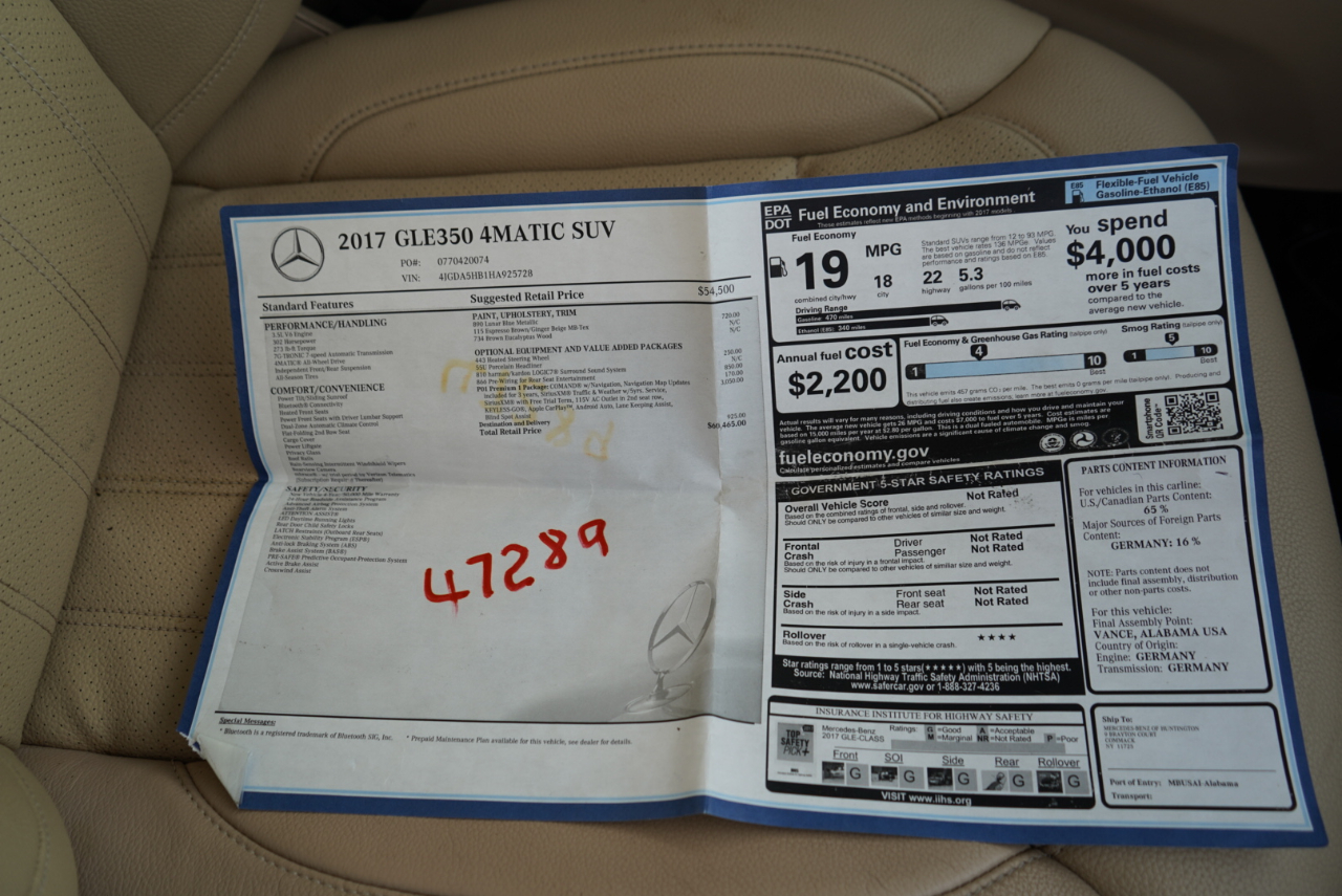 Mercedes-Benz GLE GLE 350 4MATIC SUV 2017