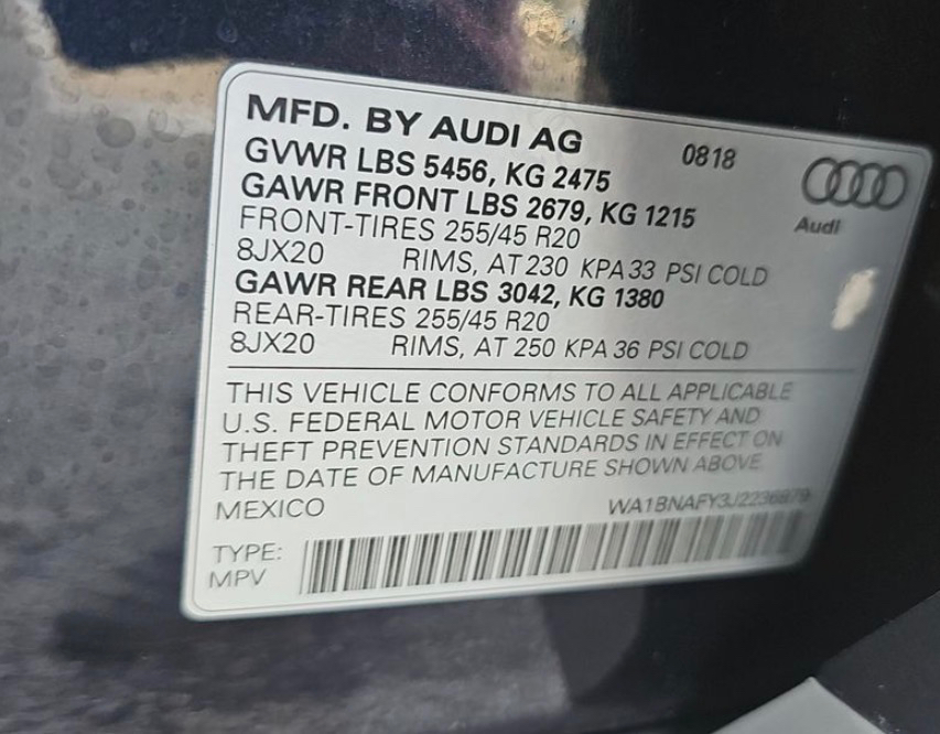 Audi Q5 2.0 TFSI Tech Premium Plus 2018