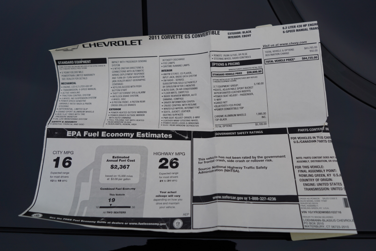 Chevrolet Corvette 2dr Conv Z16 Grand Sport w/2LT 2011