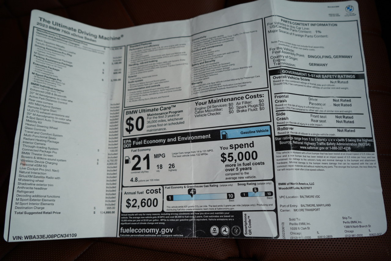 BMW 7 Series 760i xDrive Sedan 2023