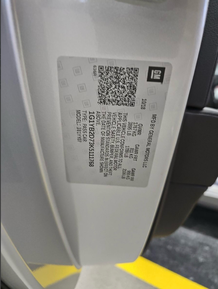 Chevrolet Corvette 2dr Stingray Cpe w/1LT 2019