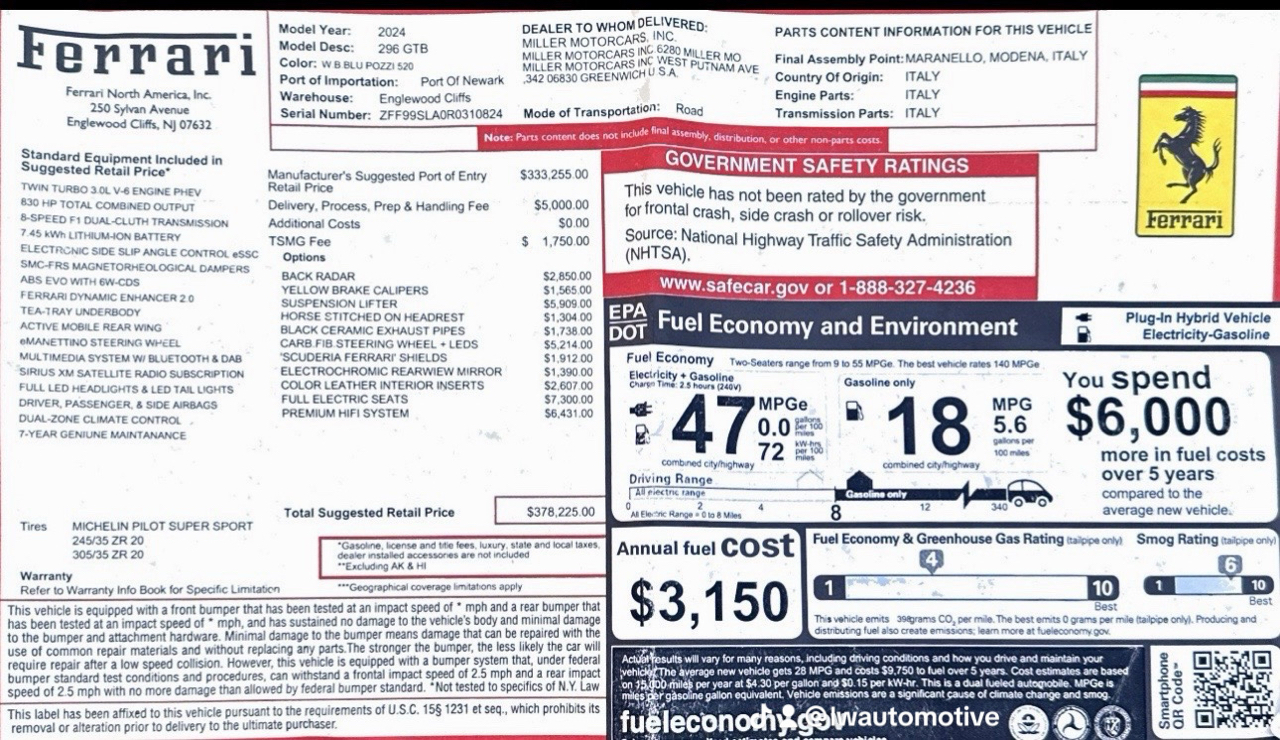 Ferrari 296 GTB Coupe 2024