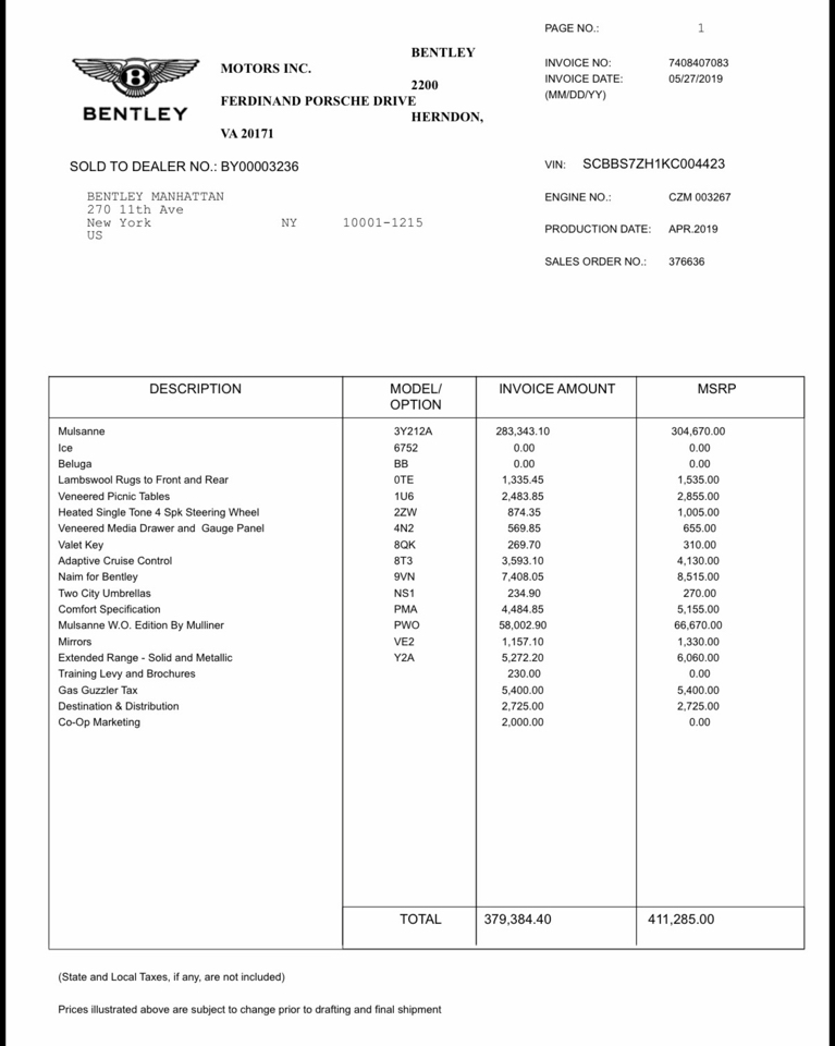 Bentley Mulsanne Sedan 2019