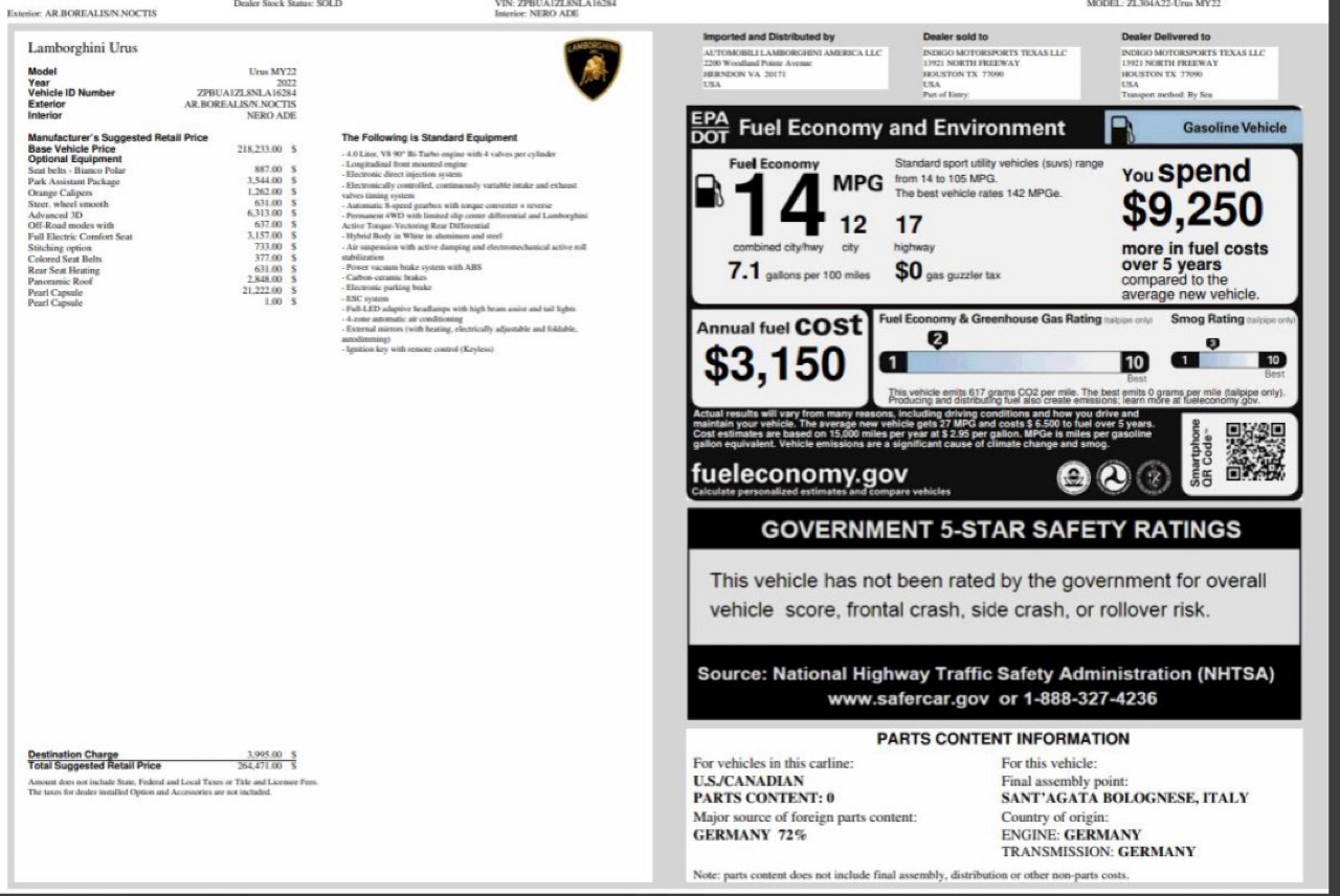 Lamborghini Urus AWD 2022