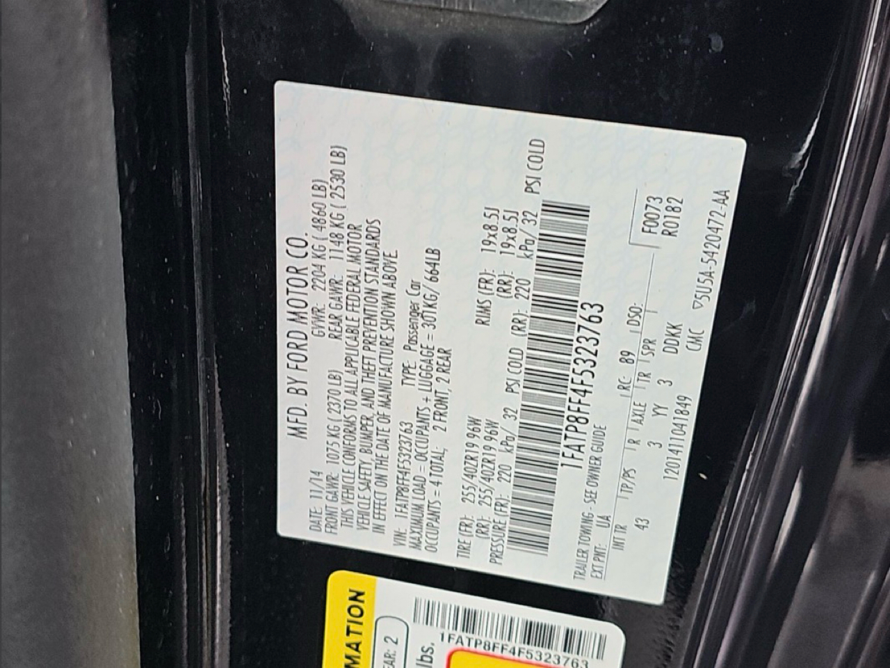 Ford Mustang 2dr Conv GT Premium 2015