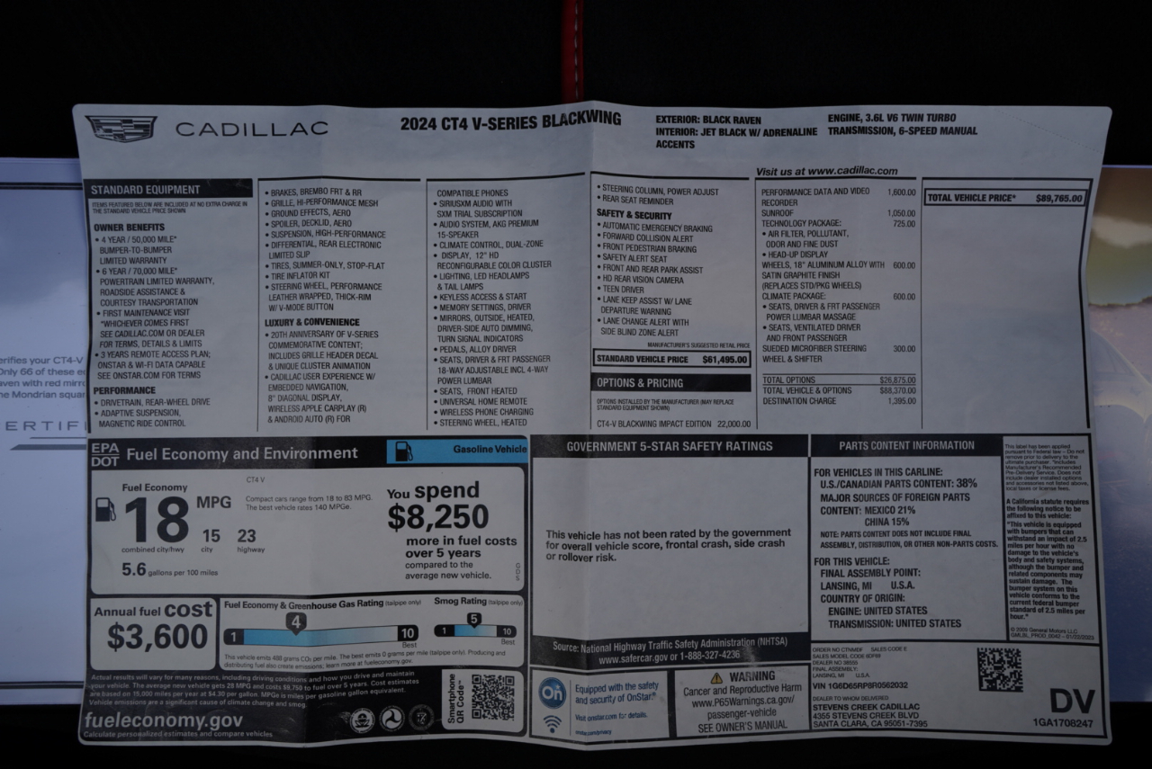 Cadillac CT4-V 4dr Sdn Blackwing 2024