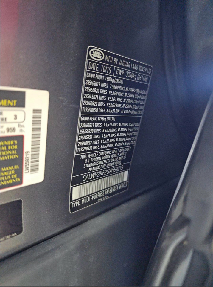 Land Rover Range Rover Sport 4WD 4dr V6 Diesel HSE 2016