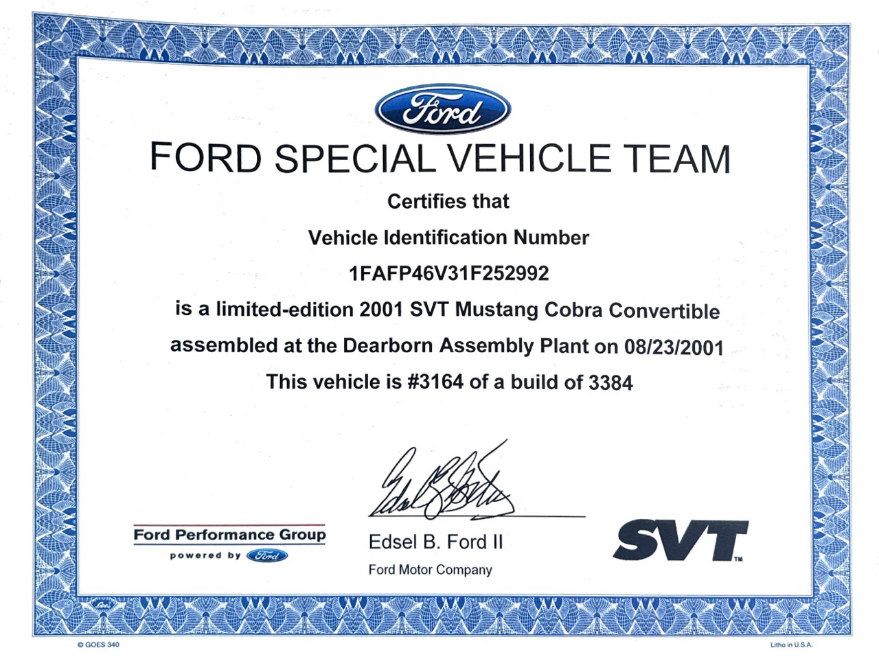 Ford Mustang 2dr Convertible SVT Cobra 2001