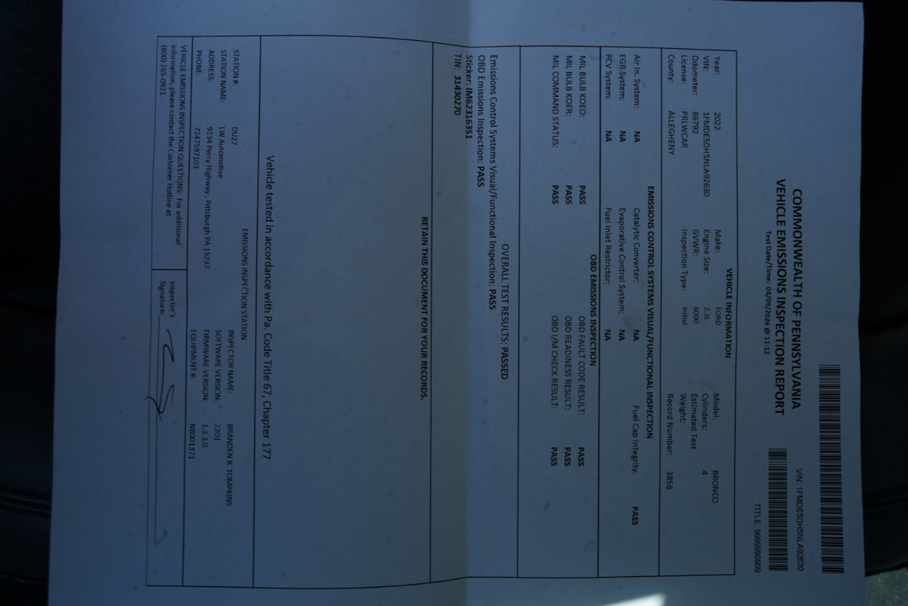 Ford Bronco Black Diamond 4 Door Advanced 4x4 2022