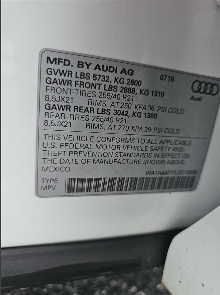 Audi SQ5 3.0 TFSI Premium Plus 2018