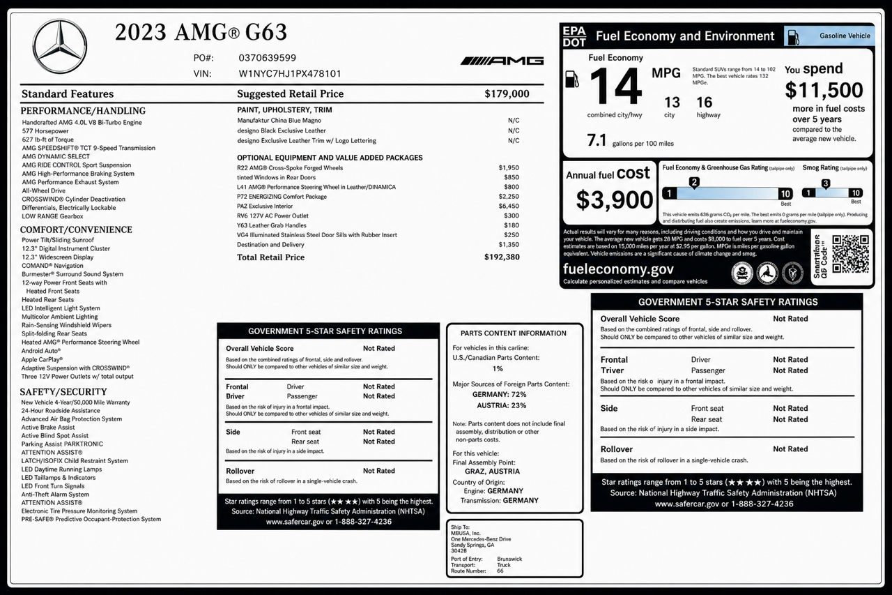 Mercedes-Benz G-Class AMG G 63 4MATIC SUV 2023