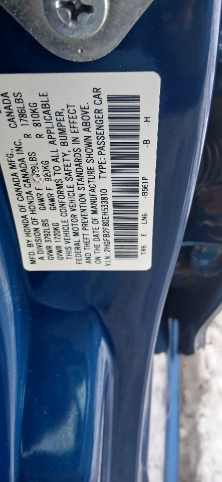 Honda Civic EX Sedan 5-Speed AT 2014