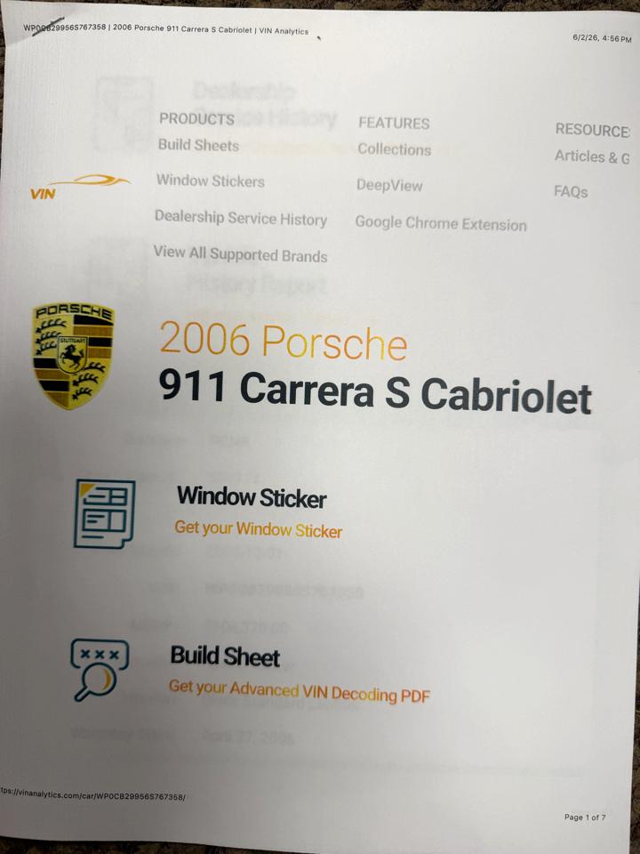 Porsche 911 2dr Cabriolet Carrera S 2006