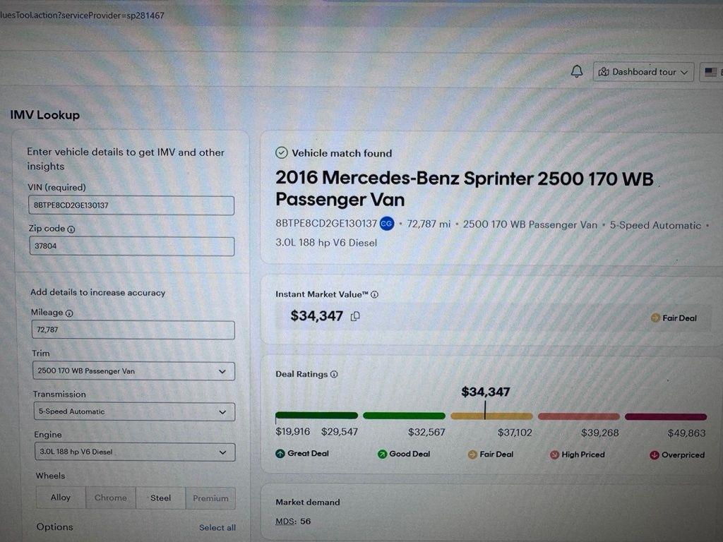 Mercedes-Benz Sprinter Vans RWD 2500 170" 2016