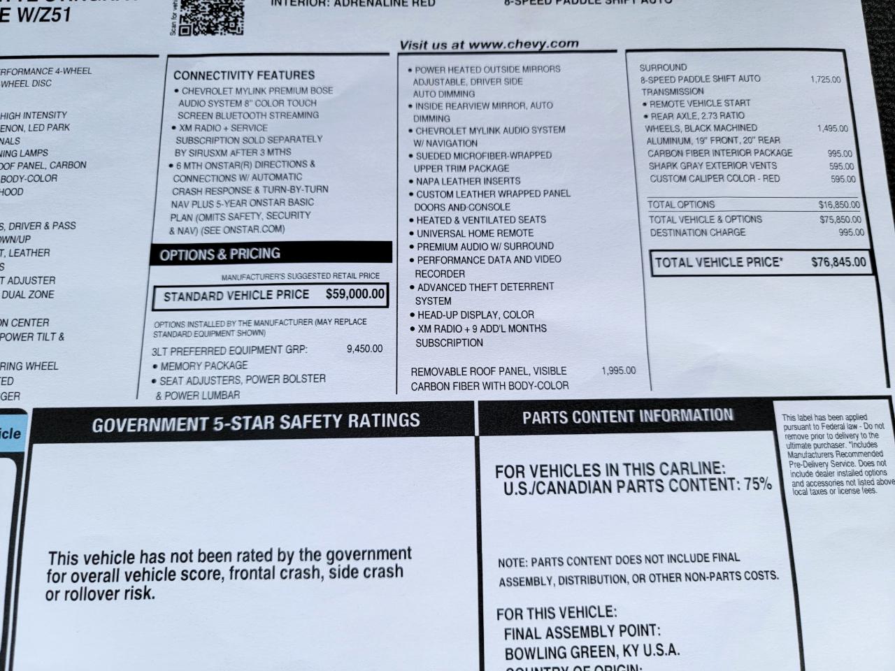 Chevrolet Corvette 2dr Stingray Z51 Cpe w/3LT 2015