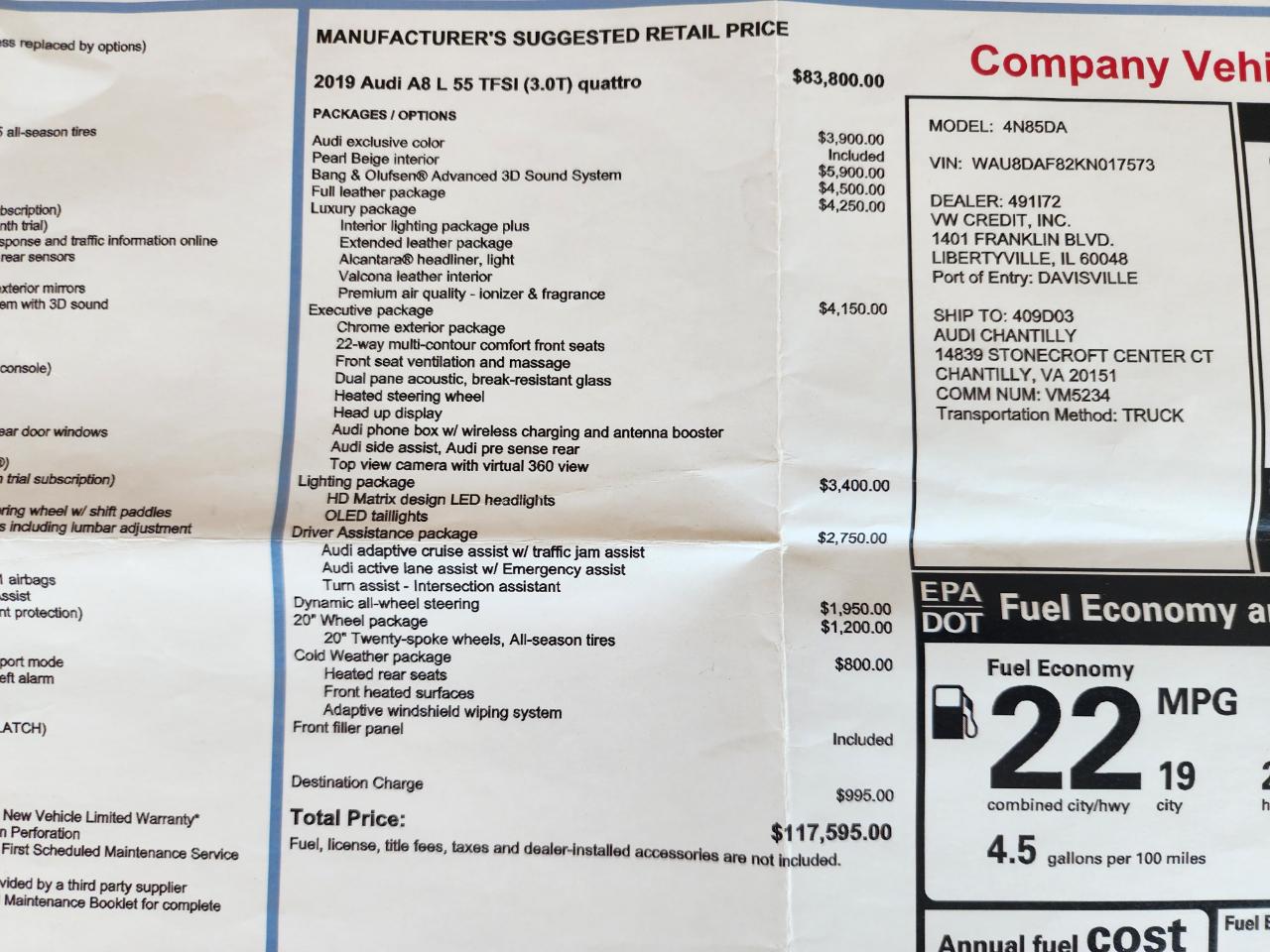 Audi A8 L 55 TFSI quattro 2019