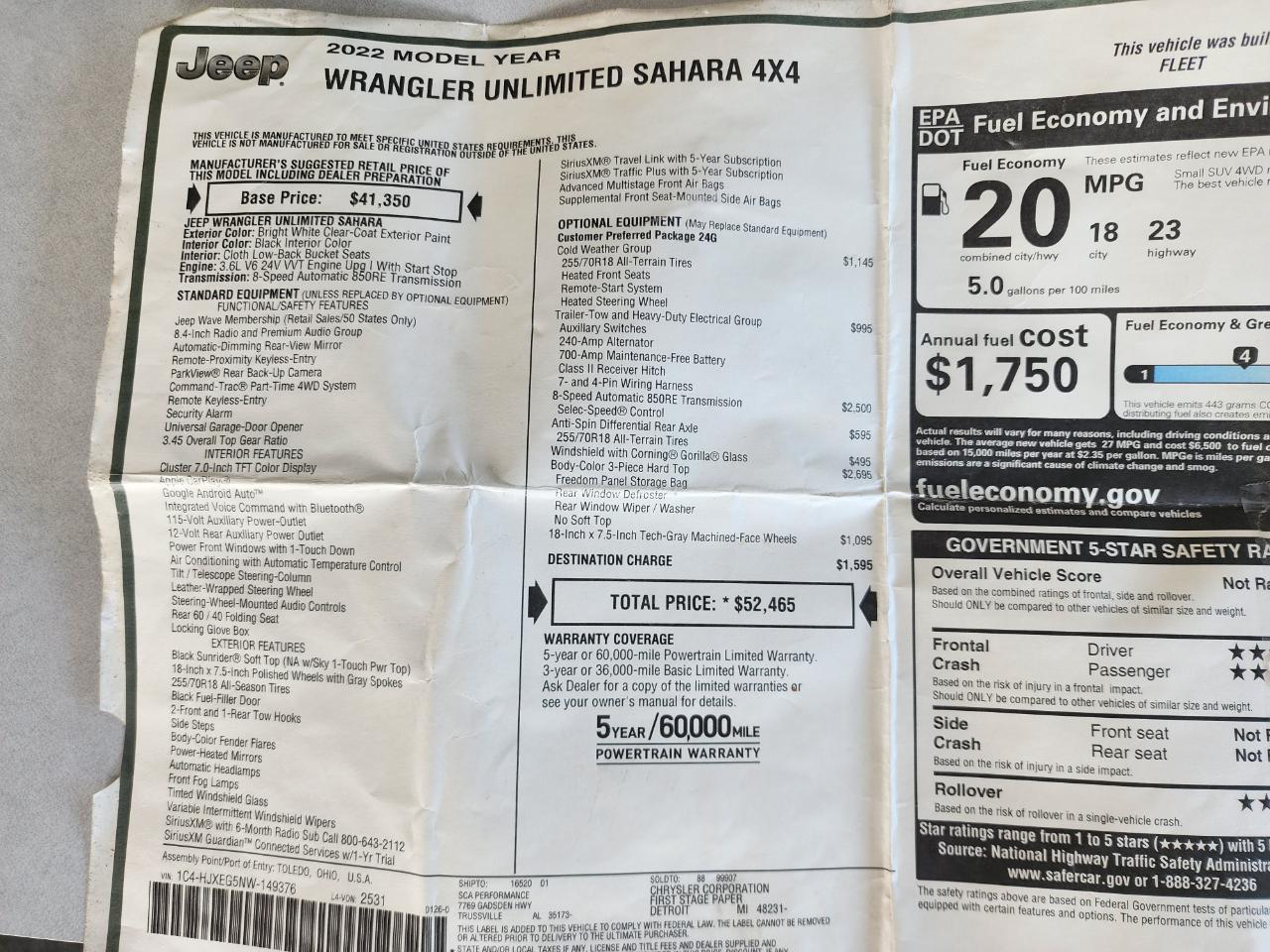 Jeep Wrangler Unlimited Sahara 4x4 2022