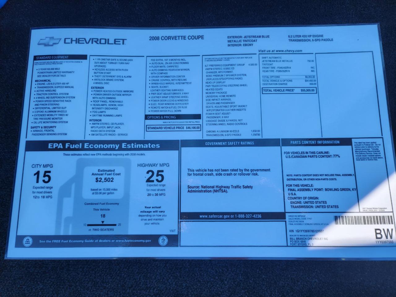 Chevrolet Corvette 2dr Cpe 2008