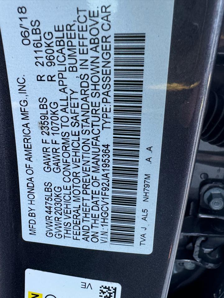 Honda Accord Touring CVT 2018