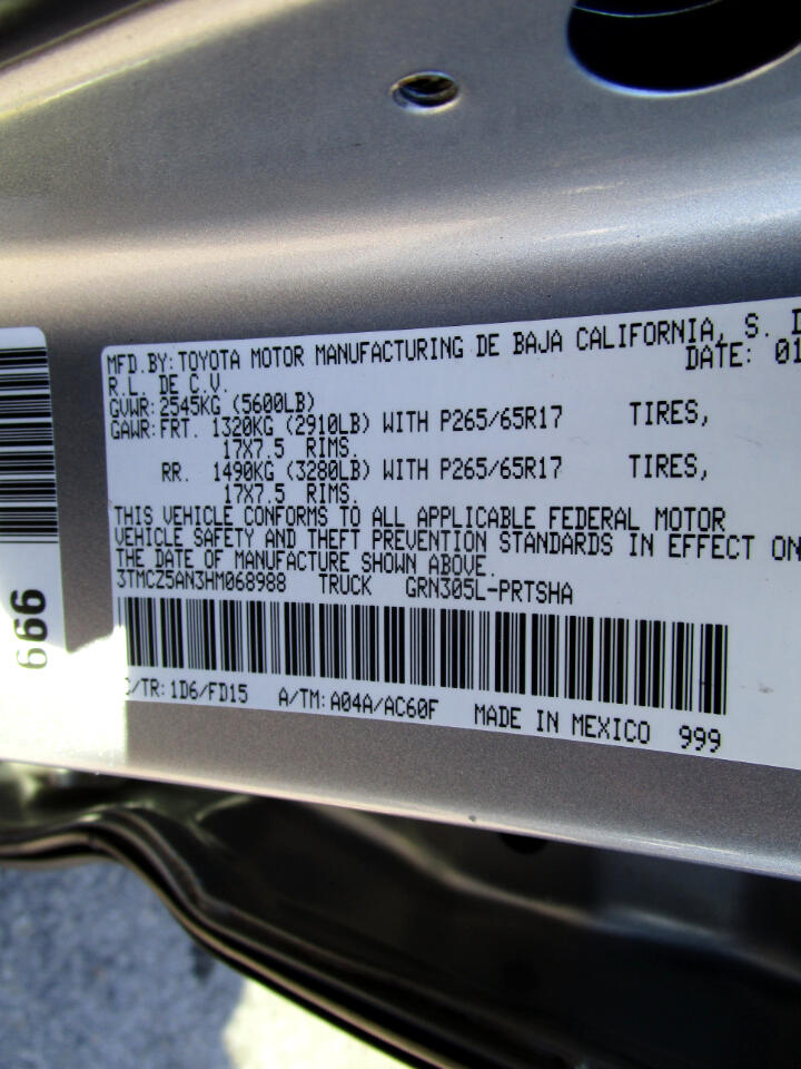 Toyota Tacoma SR5 Double Cab Long Bed V6 6AT 4WD 2017