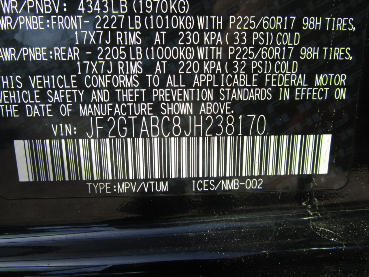 Subaru Crosstrek 2.0i Premium CVT 2018