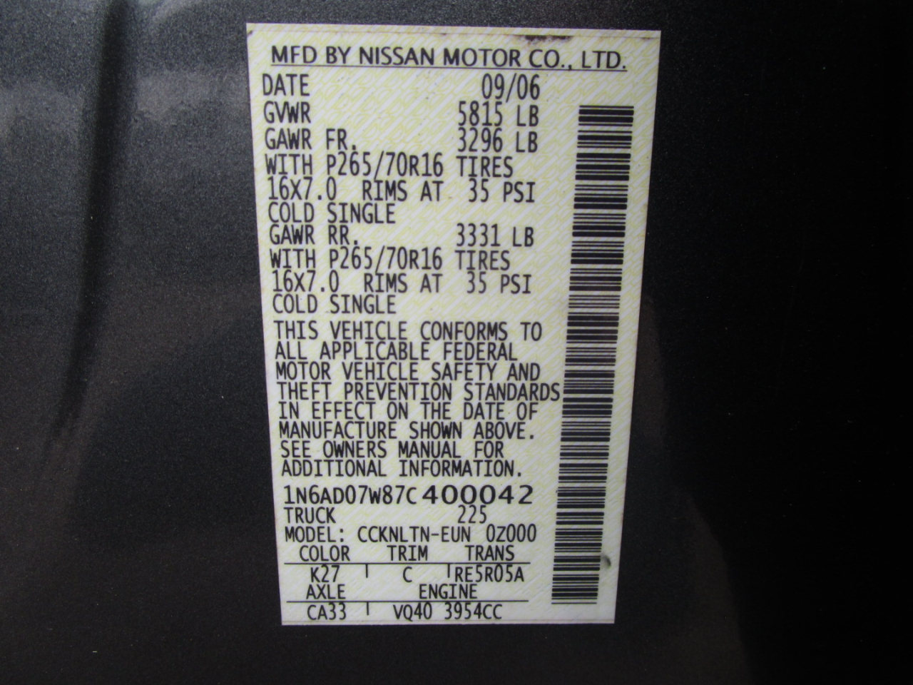 Nissan Frontier LE Crew Cab 4WD 2007