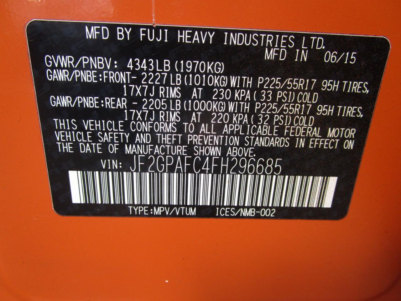 Subaru XV Crosstrek 2.0i Premium PZEV CVT 2015