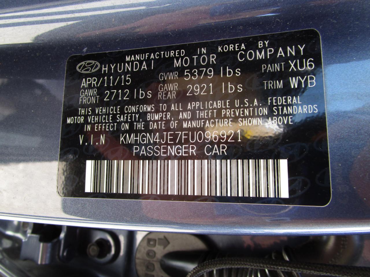 Hyundai Genesis 3.8L 2015