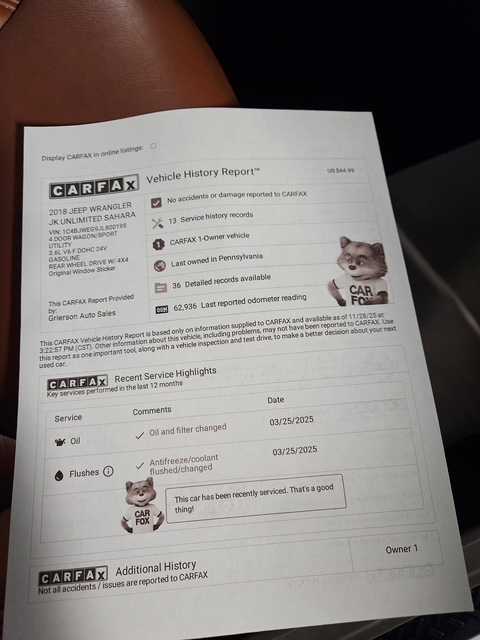 Jeep Wrangler JK Unlimited Sahara 4WD 2018