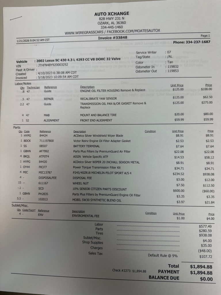 Lexus SC 430 Convertible 2002