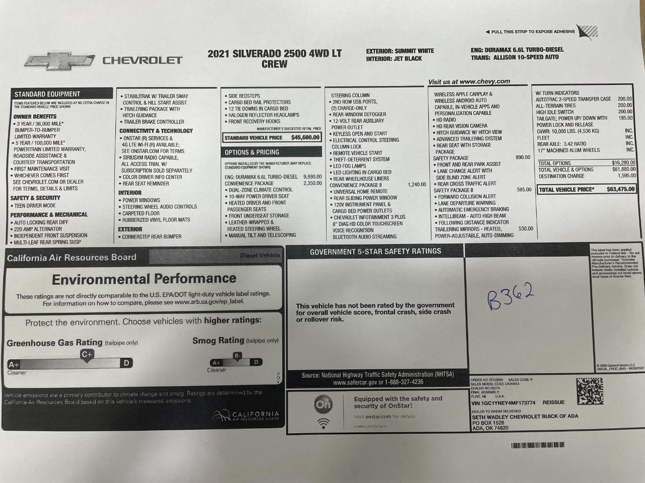 Chevrolet Silverado 2500HD 4WD Crew Cab 167" LT w/1LT 2021