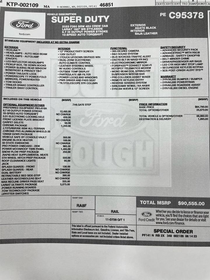 Ford F-350 SD Lariat Crew Cab Short Bed 4WD 2023