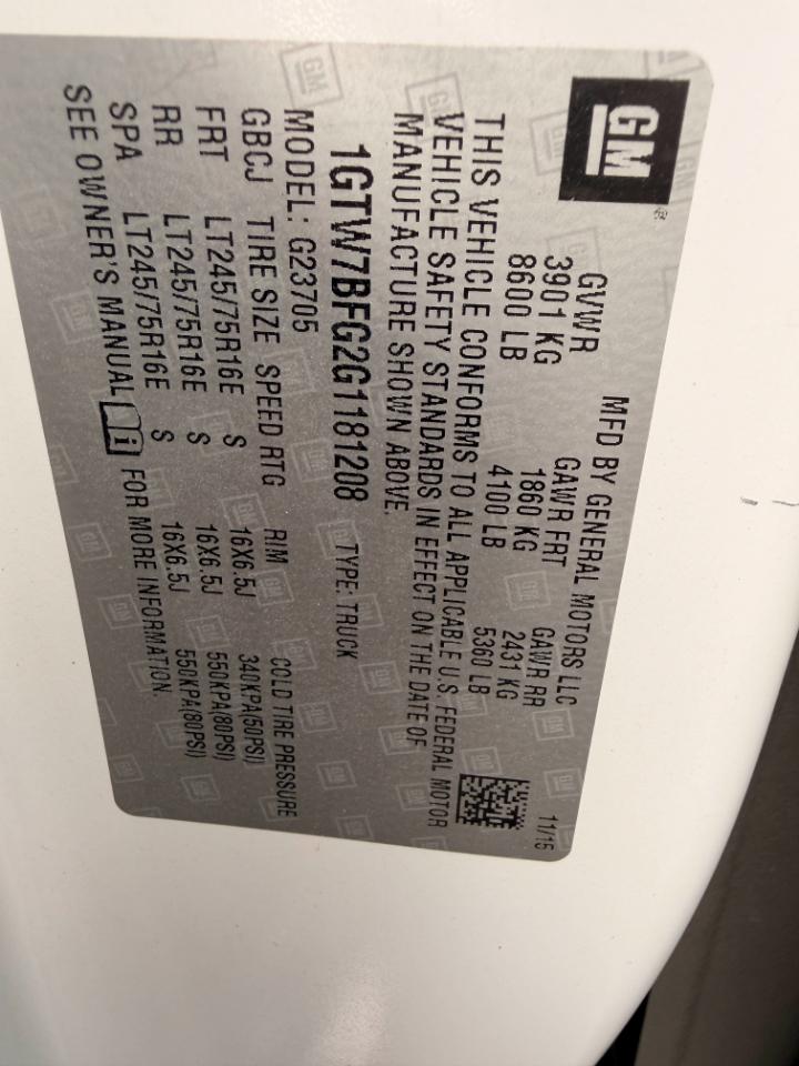 GMC Savana G2500 Extended Cargo 2016