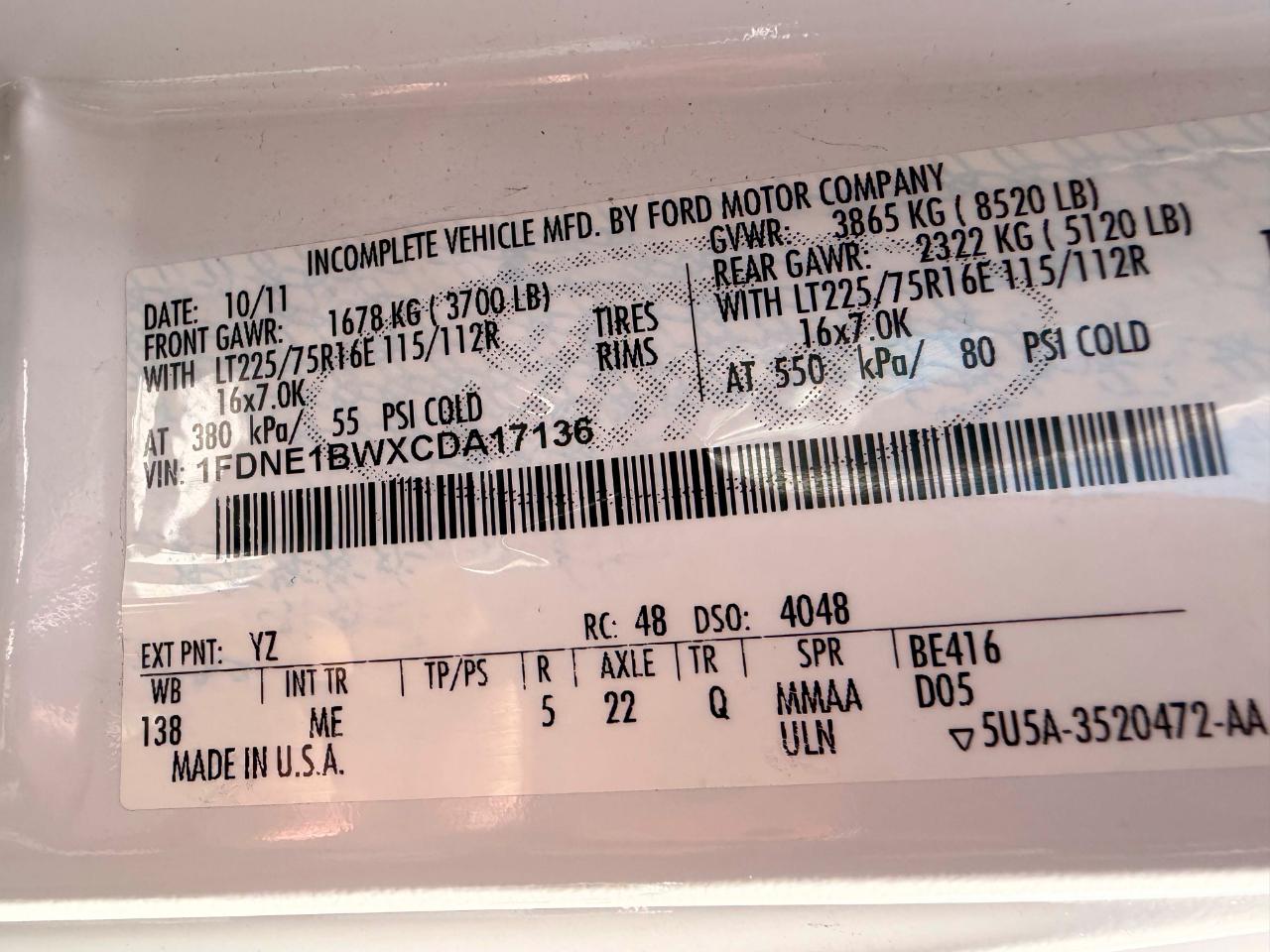 Ford Econoline E-150 XL 2012
