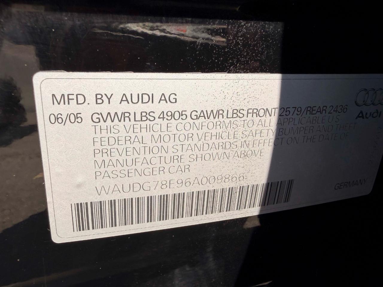 Audi A4 3.2 quattro with Tiptronic 2006