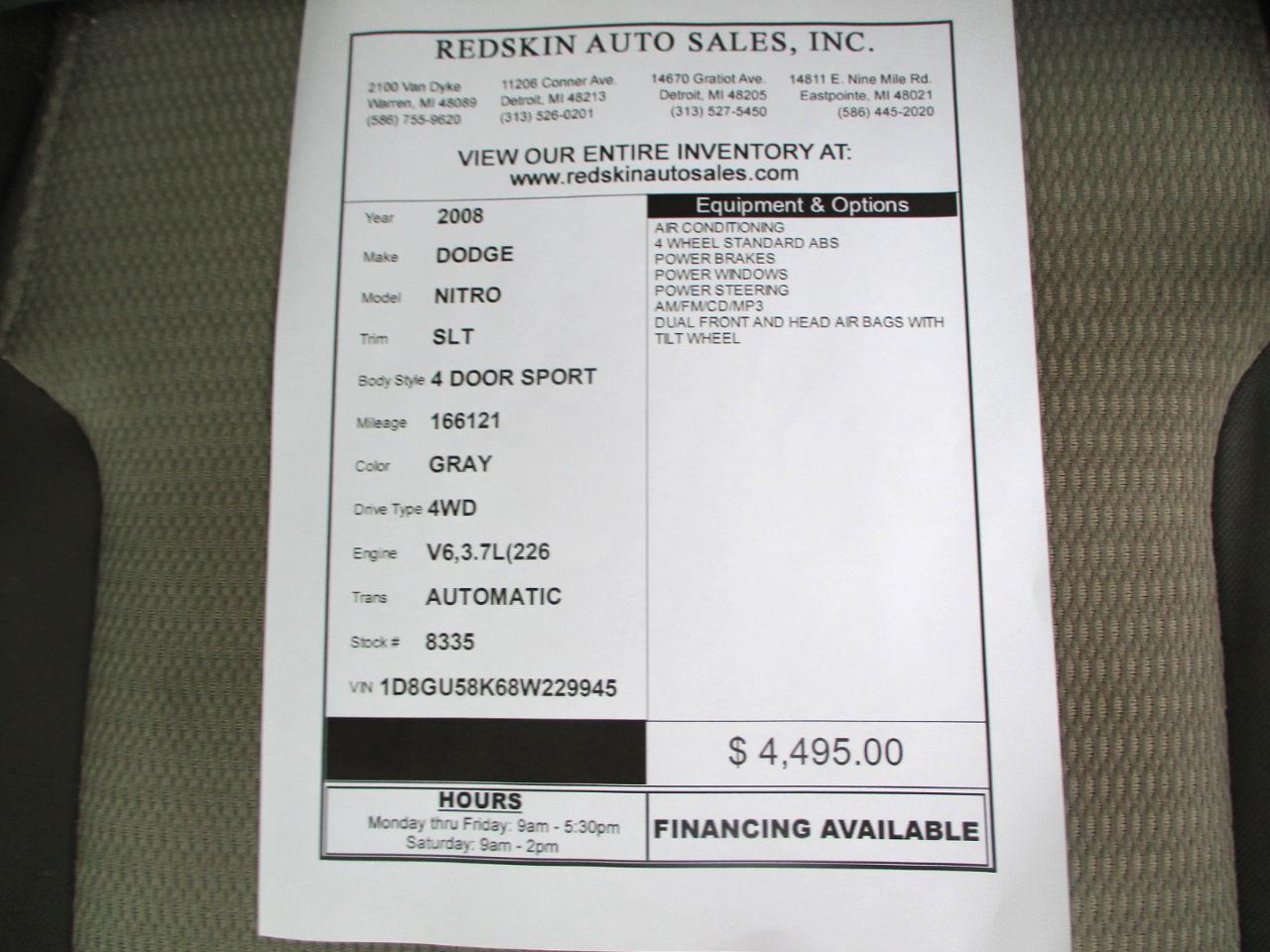 Dodge Nitro SLT 4WD 2008