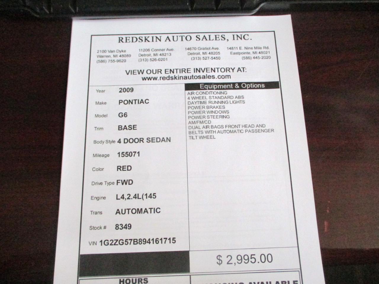 Pontiac G6 Sedan 2009