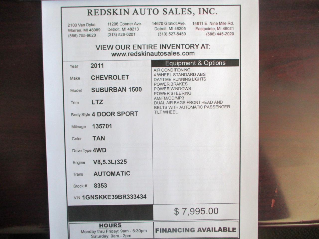 Chevrolet Suburban LTZ 1500 4WD 2011