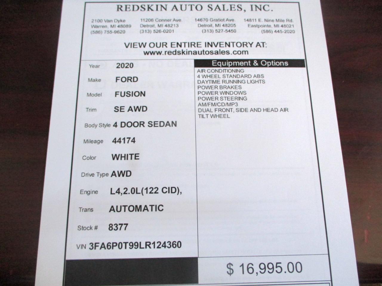 Ford Fusion SE AWD 2020