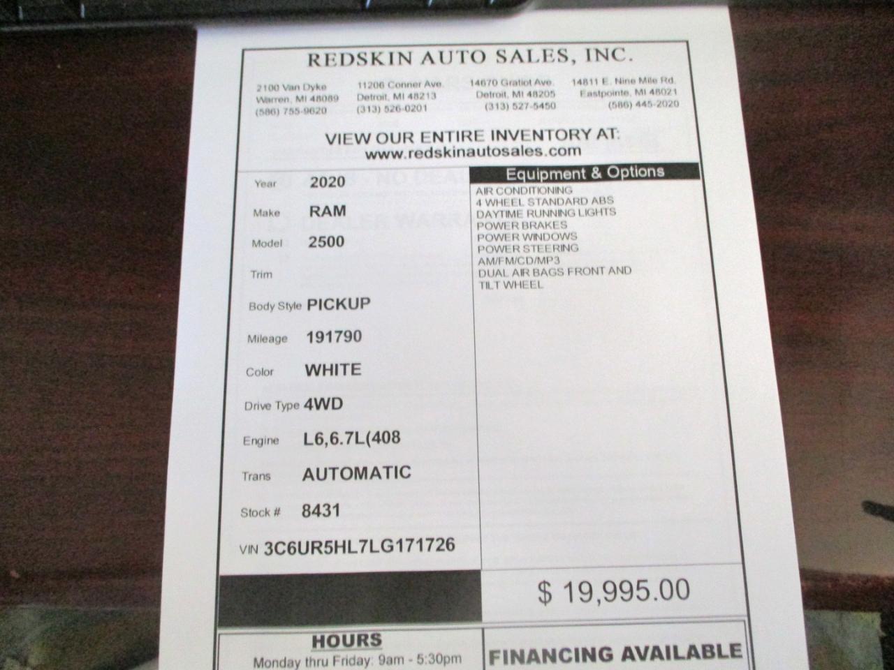 RAM 2500 Tradesman Crew Cab LWB 4WD 2020