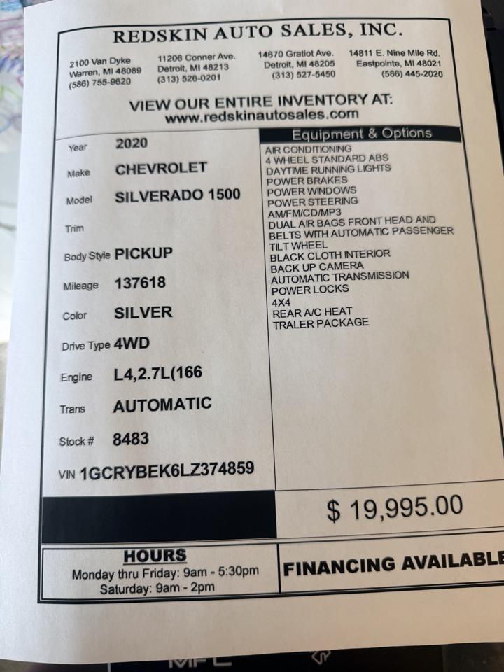 Chevrolet Silverado 1500 Custom Double Cab 4WD 2020