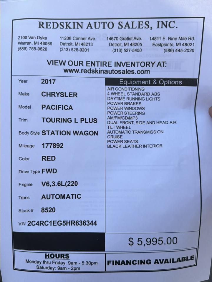 Chrysler Pacifica Touring-L Plus FWD 2017