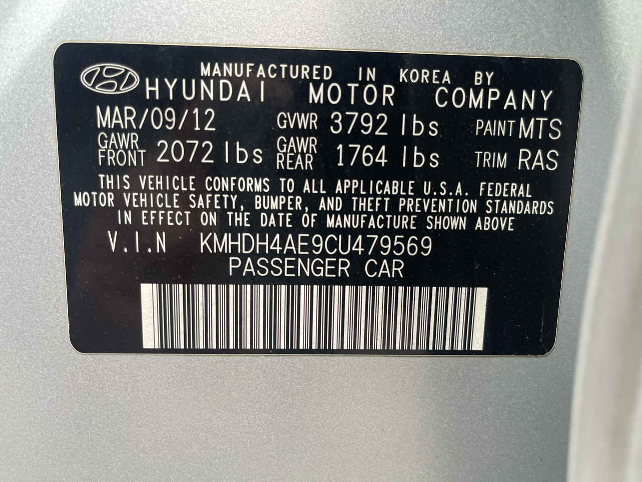 Hyundai Elantra Limited 2012