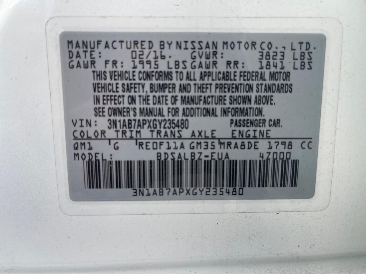 Nissan Sentra FE+ S 2016