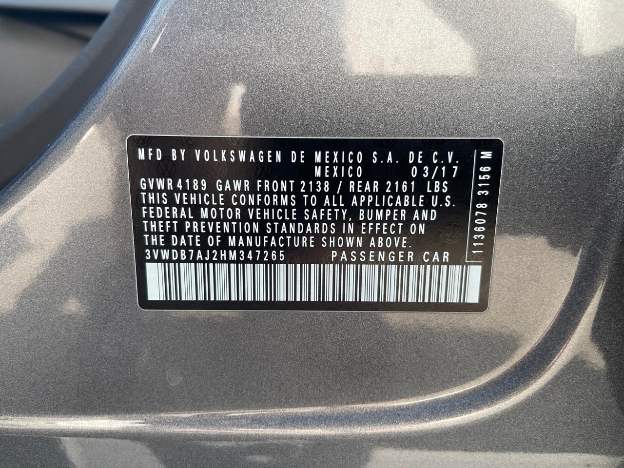 Volkswagen Jetta 1.4T SE 6A 2017